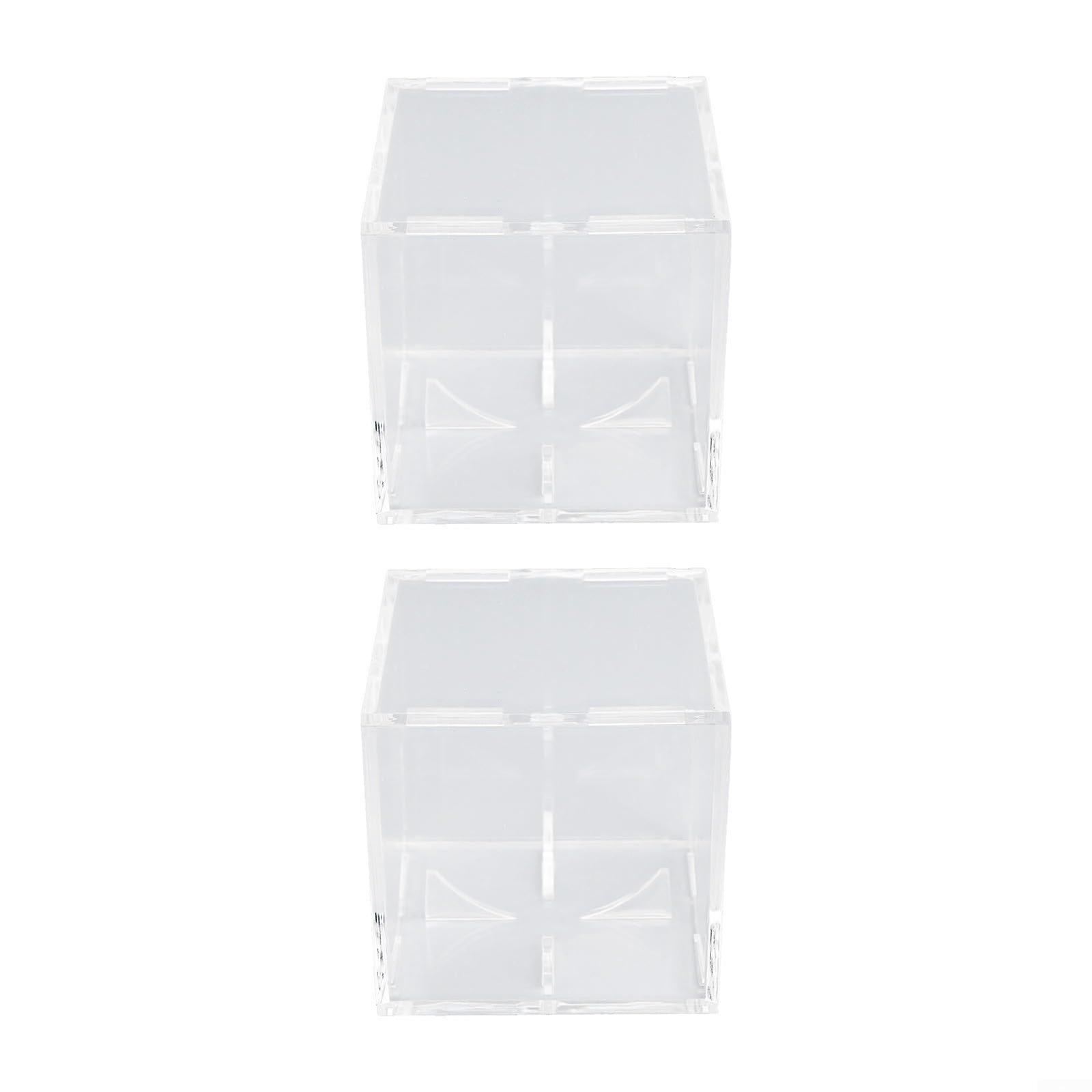 2 Pack Clear Acrylic Baseball Display Case with FourCorner Support, 8x8x8cm Cube Holder for Souvenirs