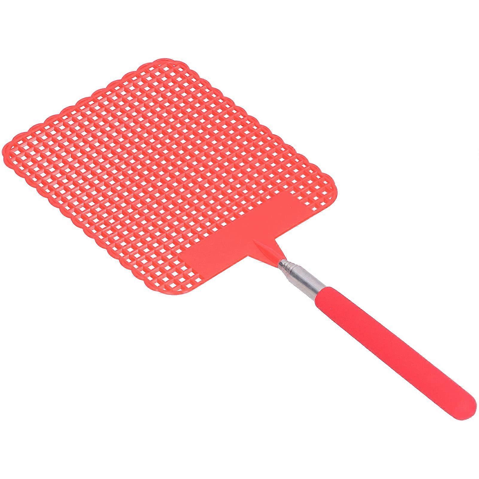 Red Durable Extendable Fly Swatter with Long Handle for Indoor and Outdoor Use