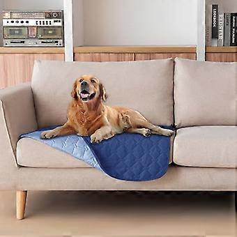 Doppelseitige, wasserdichte Hundedecke, wendbarer Haustierbettbezug für Sofa/Auto, geeignet für Welpen, große Hunde und Katzen – Dunkel-/Hellblau, 76 x 76 cm