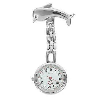 Krankenschwester Taschenuhr Professionelle Hängeuhr Delphinförmige Brosche Mode Steampunk Silber