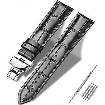 Genuine Leather Band Alligator and Cowhide Replacement Deployment Buckle Watch