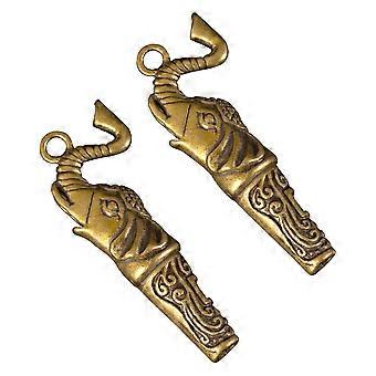 Conjunto de 4 apitos de cobre com design de elefante para uso em emergências.