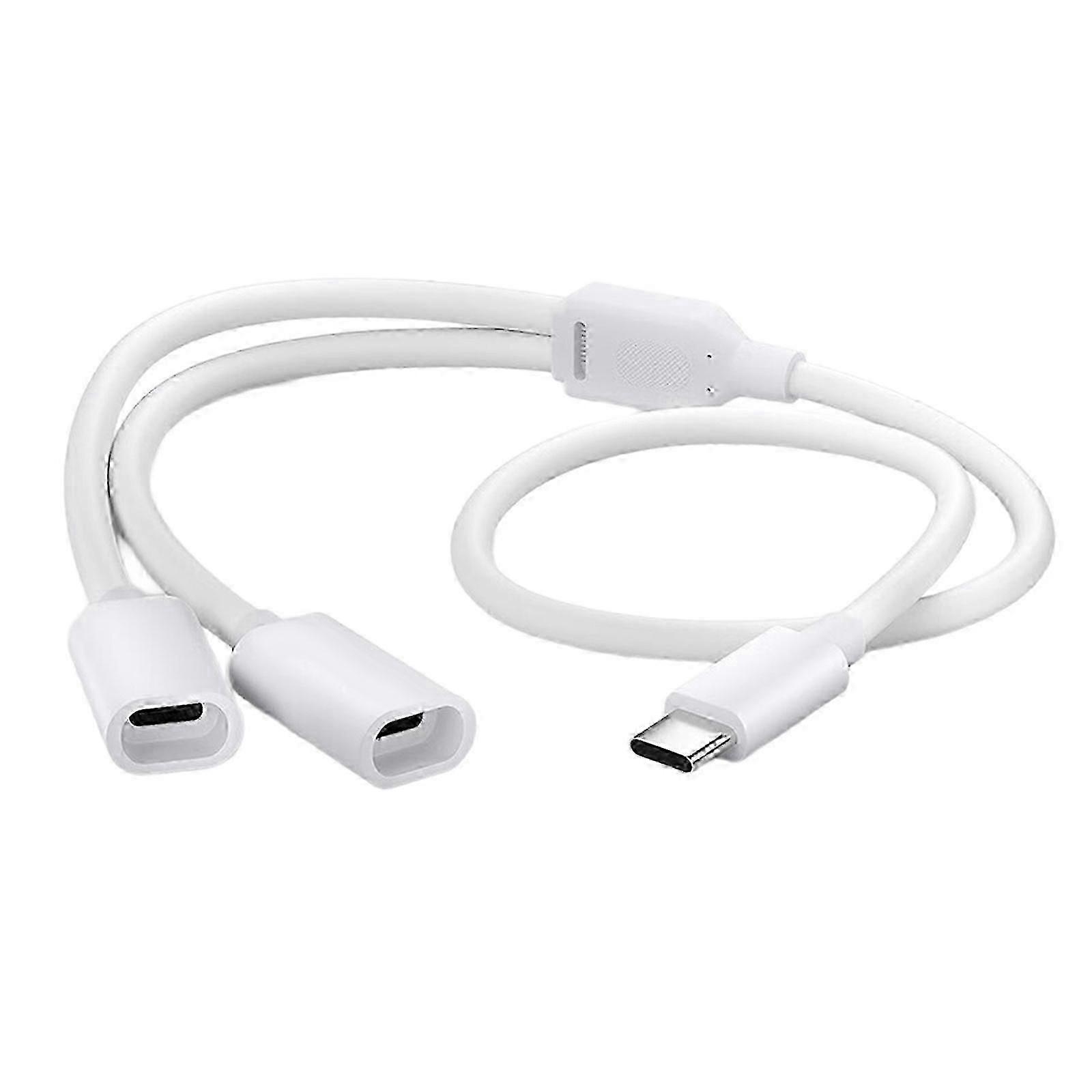 Solar Powered Security Camera Power Cable Type C Splitter Support OTG Function Outdoor Use Flexible PVC Coating White