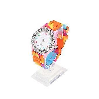 Fancy Watch Camo Silicone Lady Timekeeping Round Pink 1Set