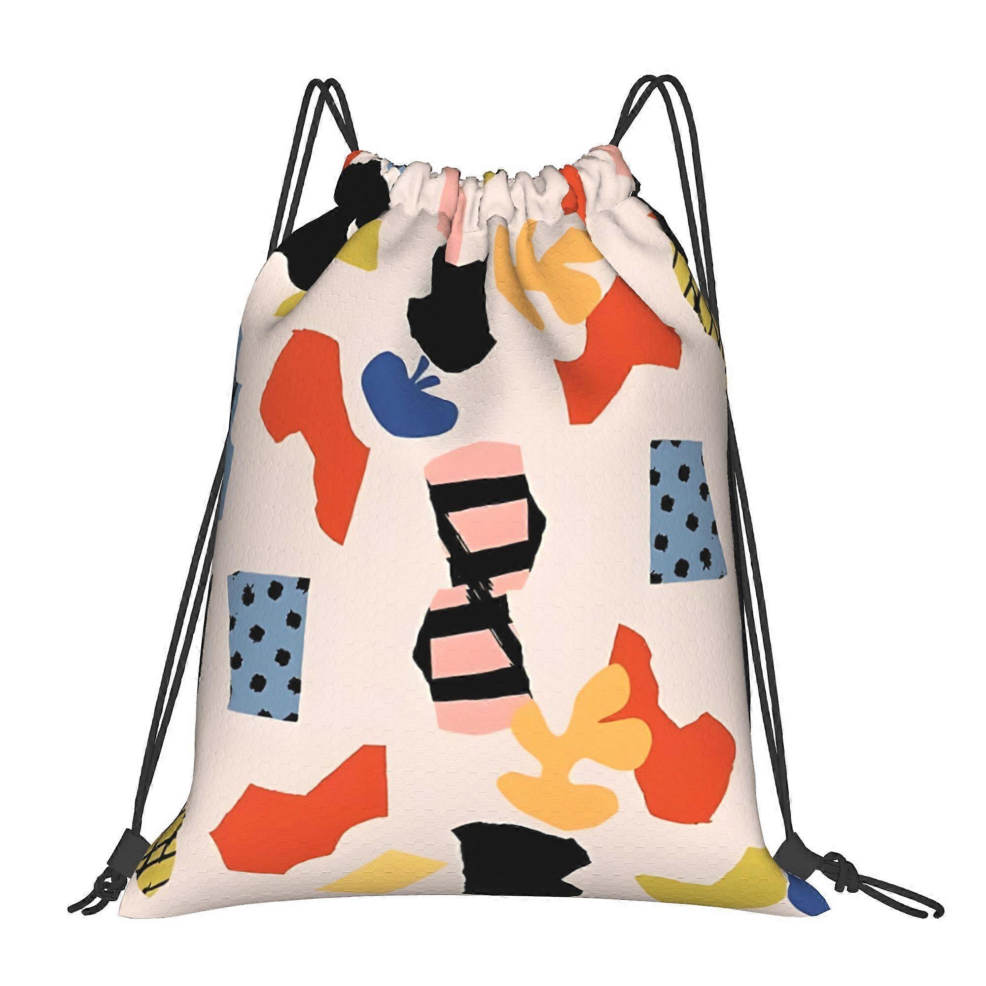 Colorful Ripped Paper Confetti Pattern Drawstring Backpack-Cqazw