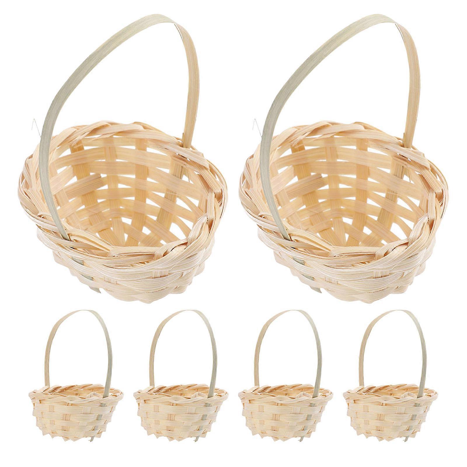 6pcs Decorative Tiny Baskets Household Woven Baskets Multi-function Flower Baskets