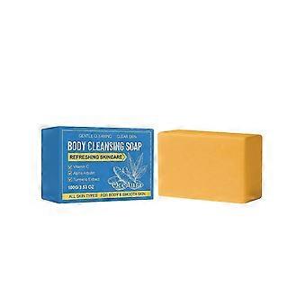 Turmeric Glow Soap, Turmeric Body Cleansing Soap, Gentle Brightening Bar with Vitamin C & Alpha Arbutin for All Skin Types, 100g