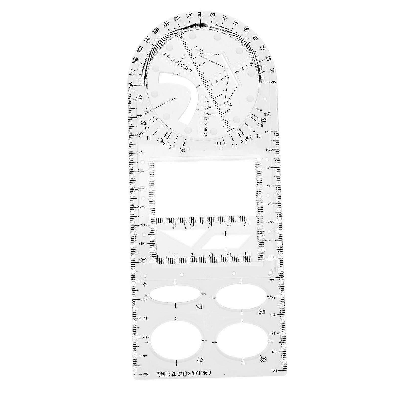 Multifunctional Geometric Ruler Plastic Drawing Tool for School Use
