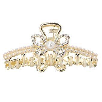 Hair Claw Clip Alloy Rhinestones Faux Pearl Exquisite Elegant Hair Clip Birthday Gift compatible with Women Girls