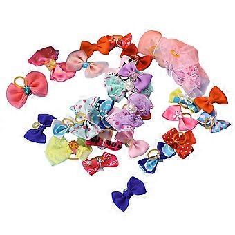 Pet Hair Ties Rubber Bands for Styling 20Pcs Multicolor Bowknot