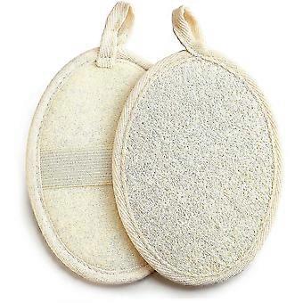 Éponge de luffa naturelle et écologique compatible avec les gommages corporels exfoliants (lot de 3 beige) - Luffa de douche biodégradable, compatible avec les femmes et les hommes