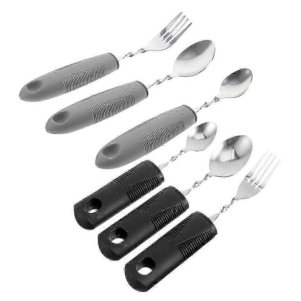 18-Piece Weighted Adaptive Utensils Set - Bendable Ergonomic Tableware for Elderly and Disabled with Non-Slip Rubber Handles, Stainless Steel