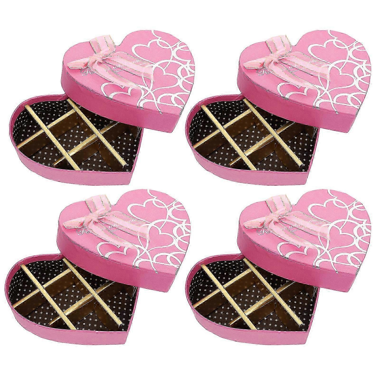 Creative Heart Shape Storage Box for Gift Container 4Pcs Pink Paper Material