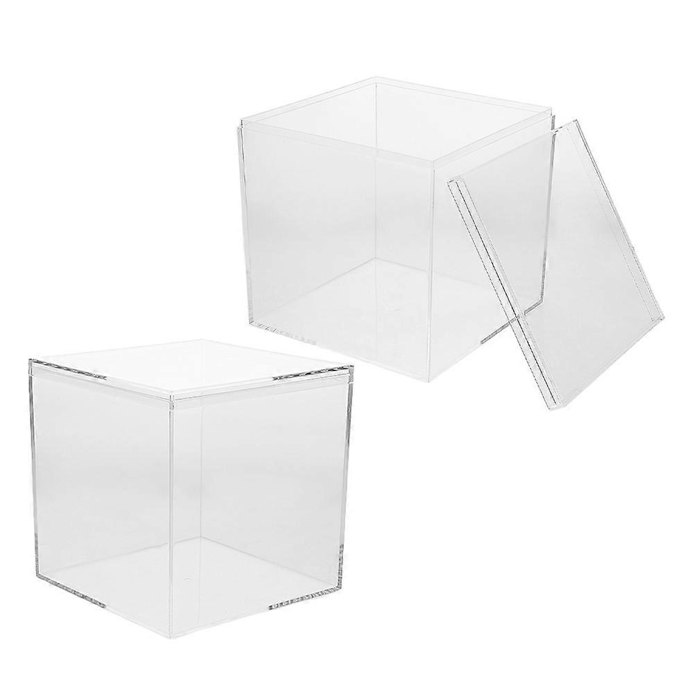 Transparent Wedding Candy Box Clear Square Display Box for Storage 2Pcs