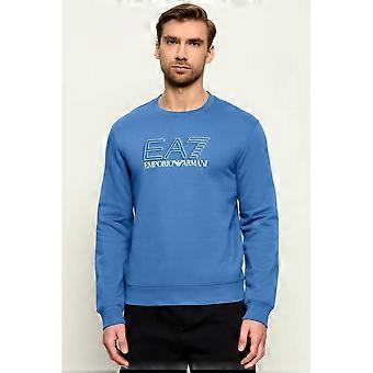 Men's EA7 Emporio Armani Ea7 | Emporio Armani Af10377 1322 Double Line Logo Print Train Invisibility Crew Sweat Top - Blue Horizon