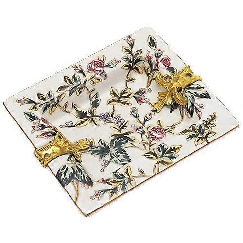 Ceramic Cigar Ashtray with Decorative Flower Design