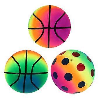 Kickball Thickened Rainbow Ball for Playing Use 3Pcs PVC Assorted Color Toy