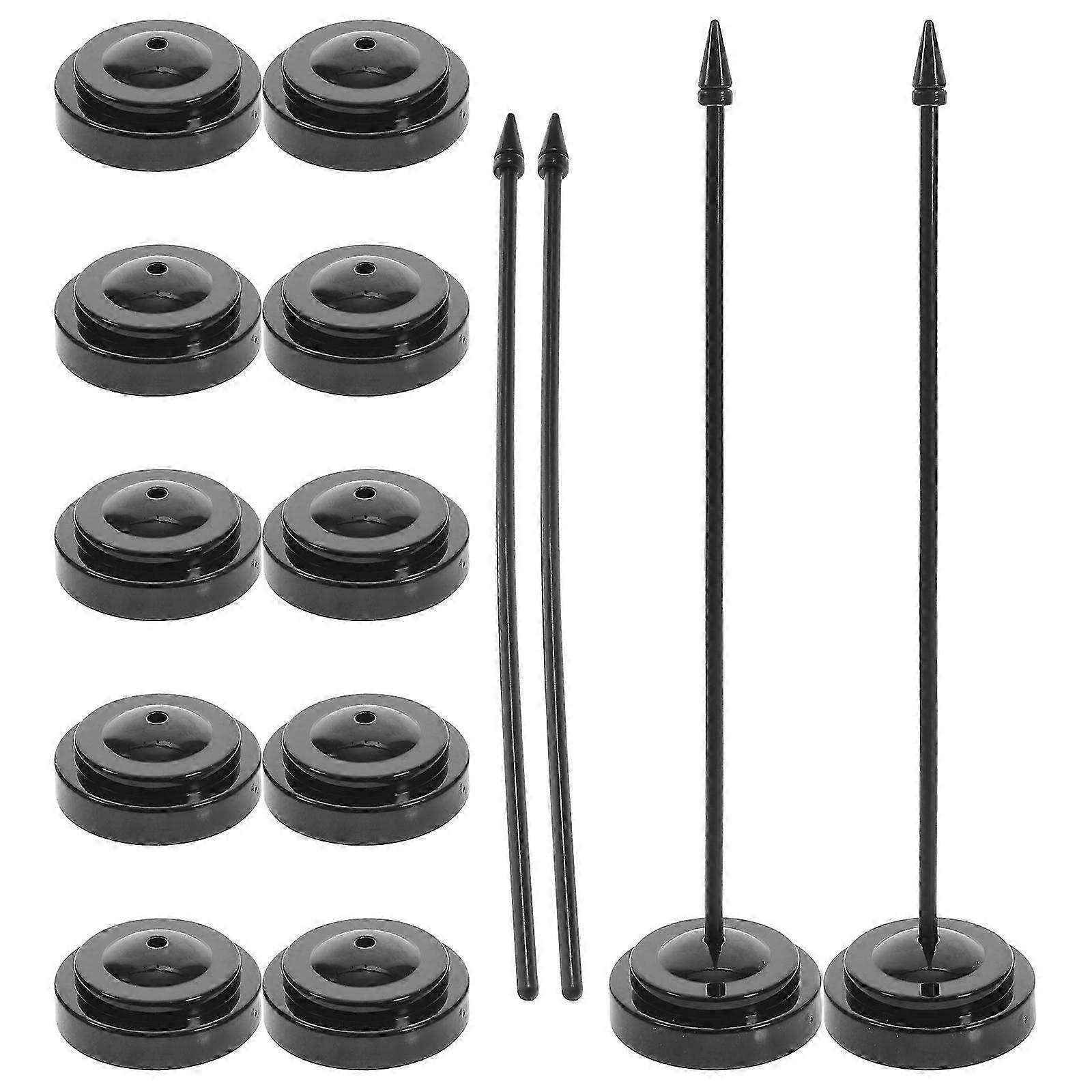 Flagpole Holder Round Base Office Use Lightweight Black 12Pcs