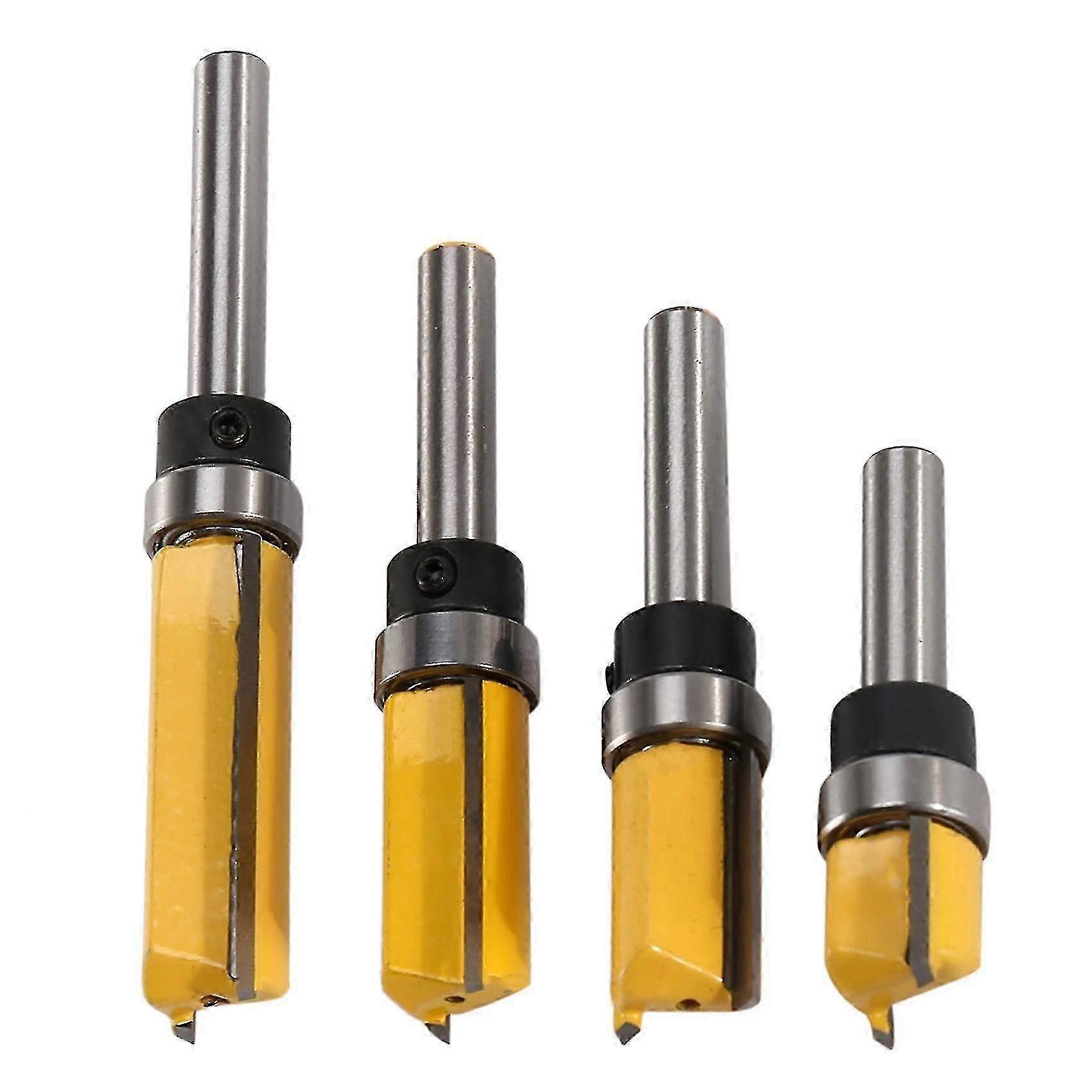 4pcs Flush Trim Router Bits Top Bearing Router Bit 1/4 polegadas Shank Straight Pattern Template Router (haoyi