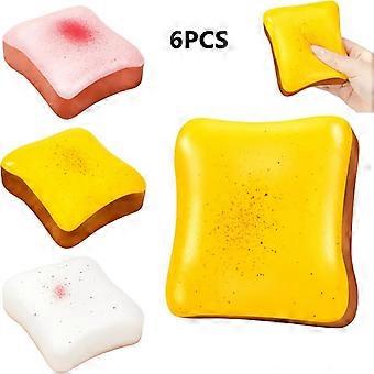 6 bunte Toastbrot-Quetschspielzeuge, sanft aufsteigende Spielzeuge mit leichtem Duft, weiche Spielzeuge für Kinder, Mitgebsel für Partys, Geburtstagsgeschenke, Preise für Karneval