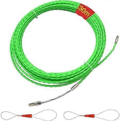 30M Nylon Electrical Cable Puller with Flexible Guide Head, 4.5mm Diameter, Green