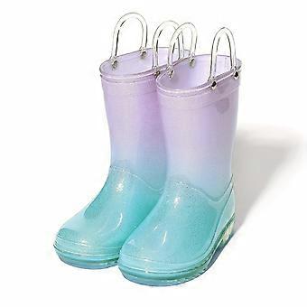 Children's Rain Boots/Beautiful Crystal Rain Boots for Boys, 1pc Molded Design/Comfortable and Soft Rain Boots for Kindergarten Girls with Dual Handle