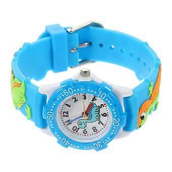 Kids Watch Round Dial Waterproof Watch for Children 3Pcs Blue Plastic Wrist Gift