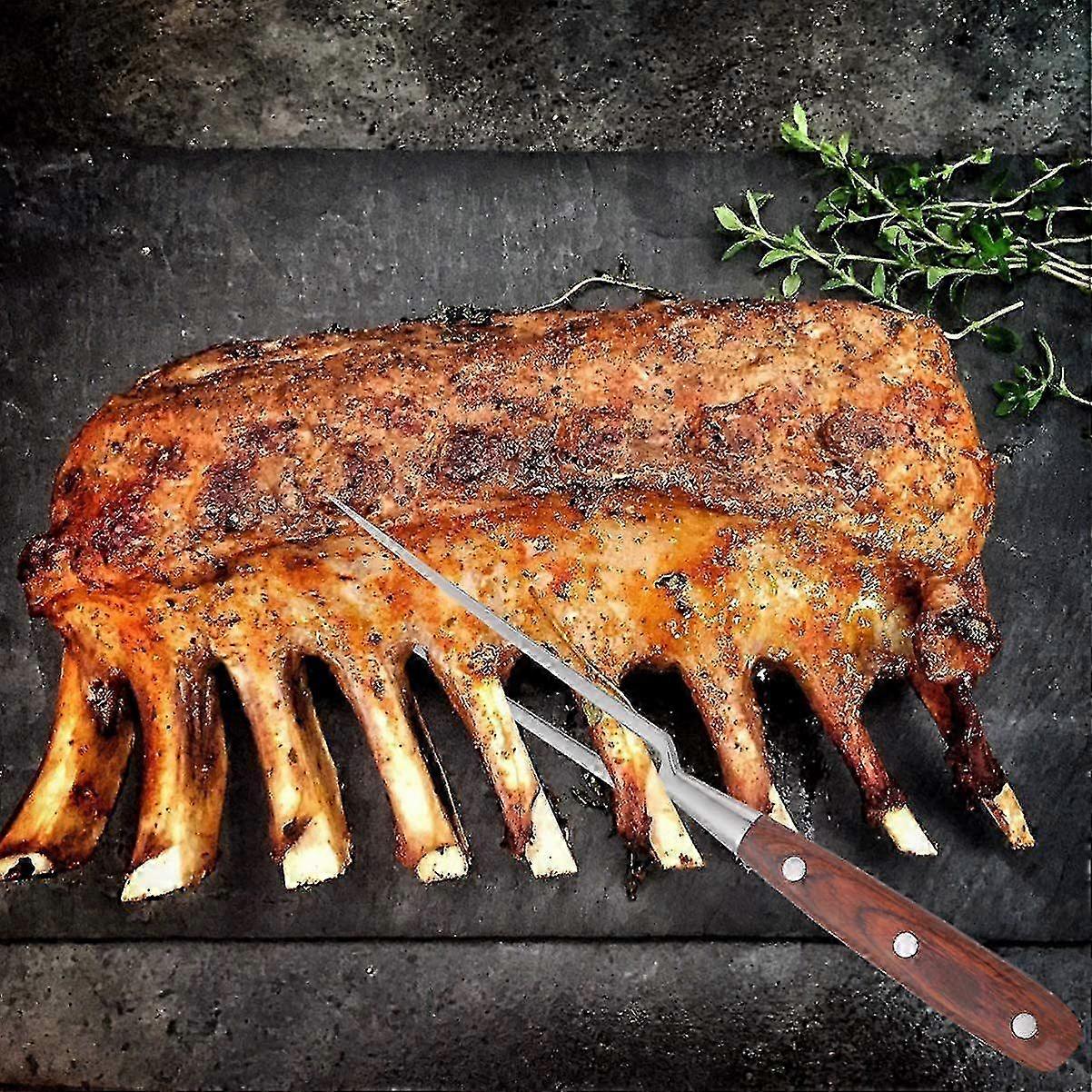 Thin Pointed Meat Fork Wooden Handle