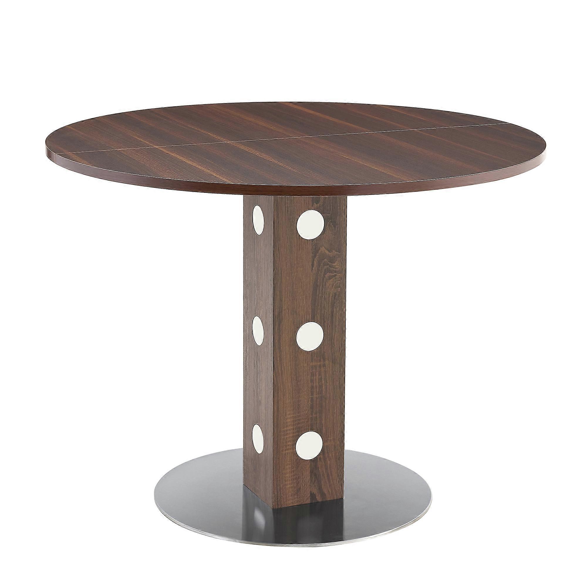Round Dining Table 100cm, Heavy Base 300 lbs Load For Kitchen & Dining, Walnut