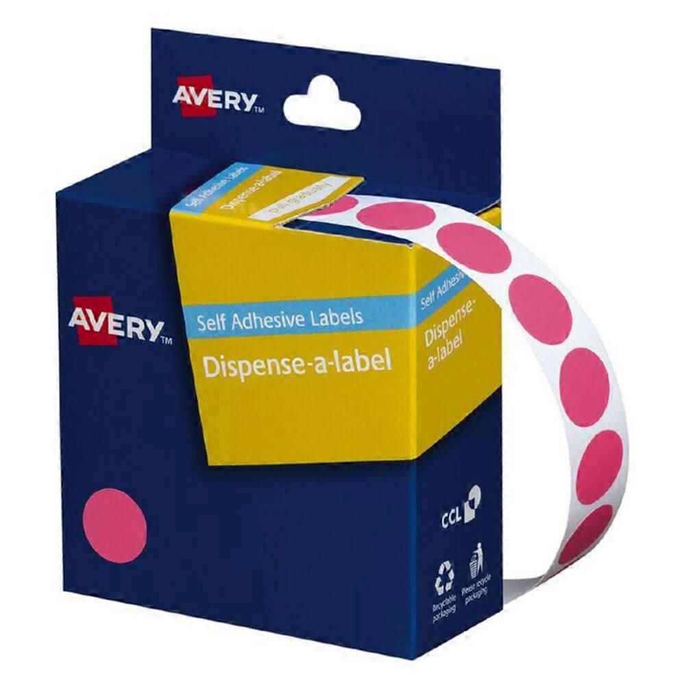 PINK Avery Self Adhesive Dot Labels 14mm 1050 Pieces For Colour Coding System