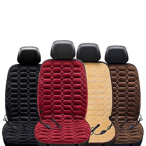 12v Oppvarmet bilsete pute protector for vinter oppvarming Varm Universal 100% bomullsklut 1 stk Beige / svart
