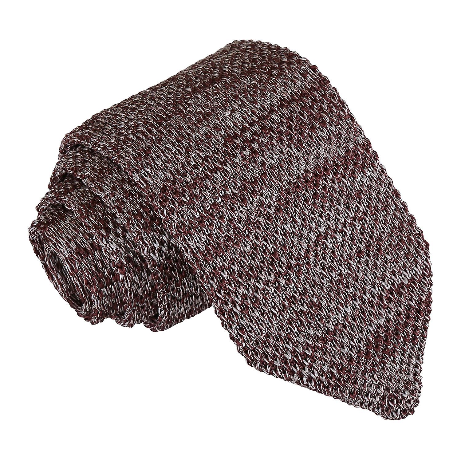 Mocha Brown Melange Plain Speckled Knitted Slim Tie