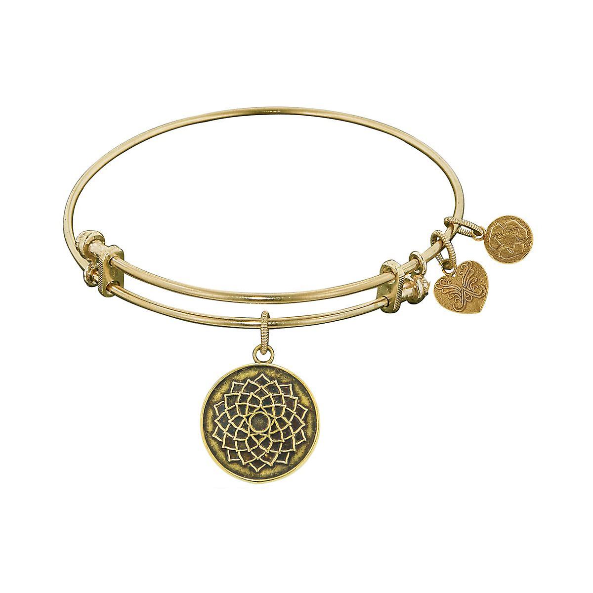 Smooth Finish Brass Lotus Flower Angelica Bangle Bracelet, 7.25"