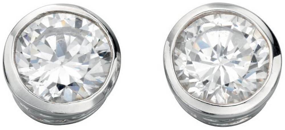 Beginnings Cubic Zirconia Plain Round Stud Earrings - Silver/Clear