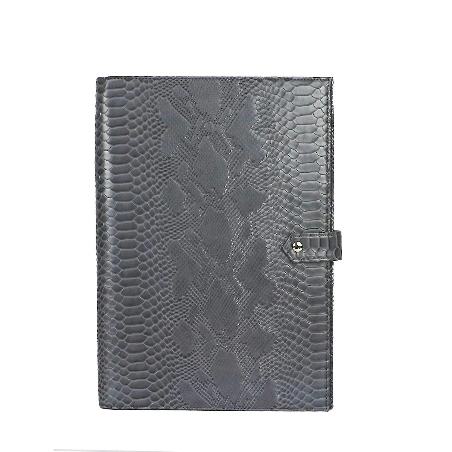 Python Grey Men Fashion Crocodile Pattern Padfolio A4 File Holder