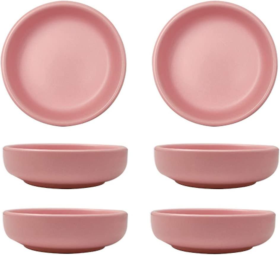 3.5 Inch Simple Style Single Color Pattern Stylish Design Multipurpose Porcelain Side Dish Bowl Seasoning Dishes Soy Dipping Sauce Dishes-set Of 6