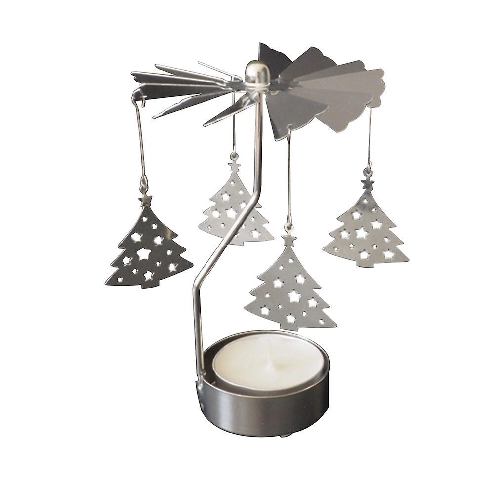 Spinning Tea Light Candle Holder Rotating Candlestick Festive Fireplace Home