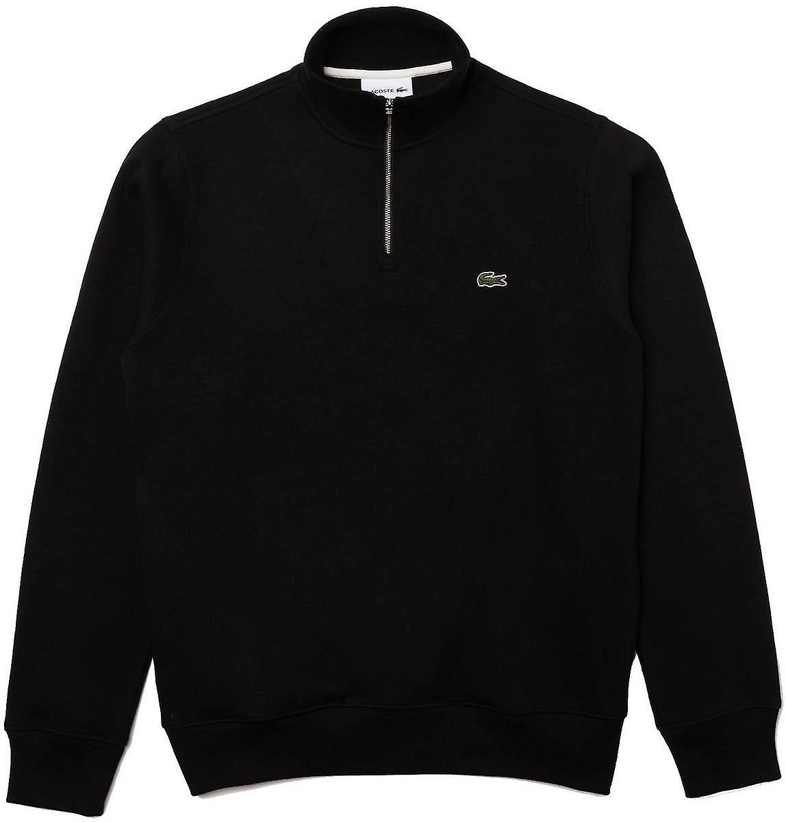 Lacoste Half Zip Stand Up Collar Cotton Sweatshirt - Black
