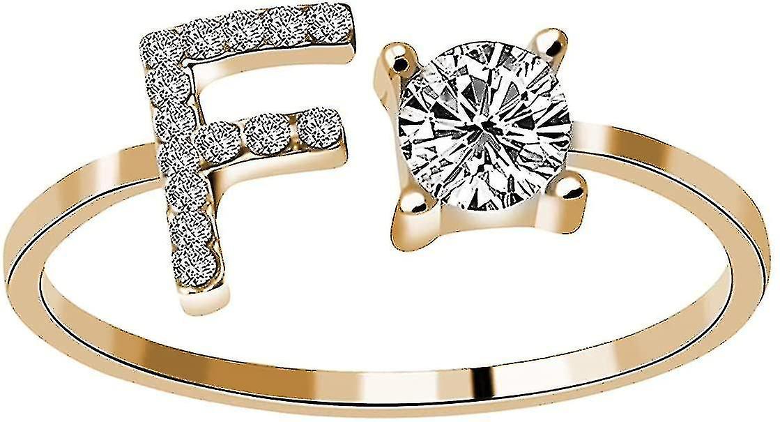 26 Letters Rings For Women Diamond Rhinestone Studded Zirconia Open Adjustable Rings Jewelry Accessory Gifts A Adjust