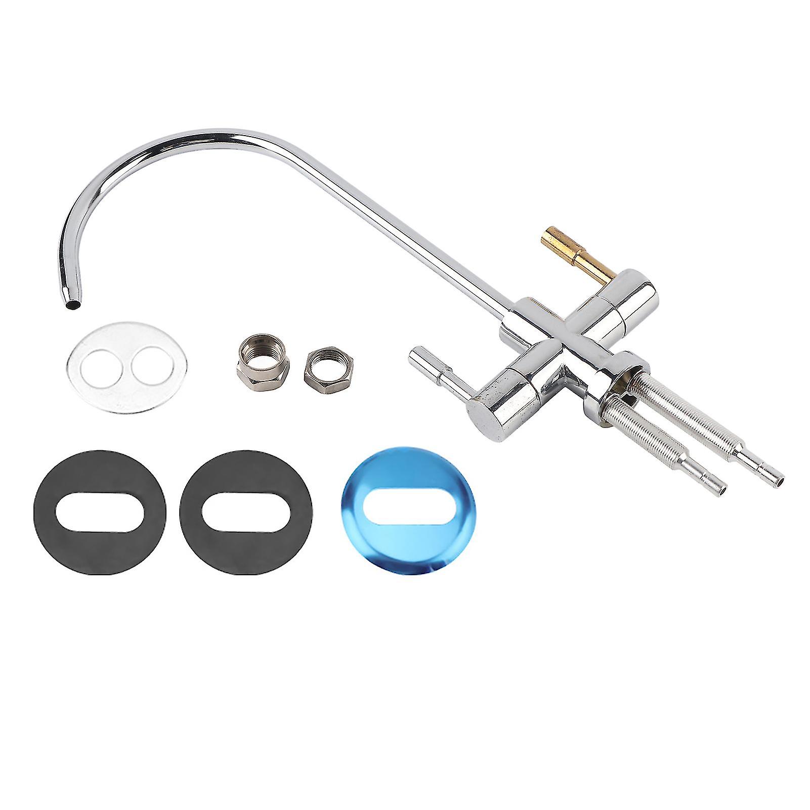 1/4" Double Hole Sink Faucet, Chrome Reverse Osmosis Drinking Water Filter