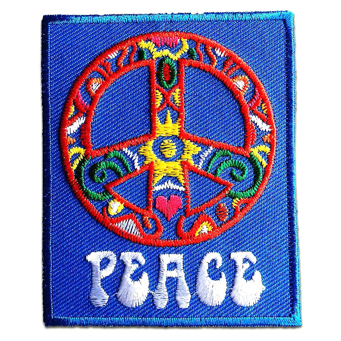 Patch / Iron-on patch - Peace Peace - blue - 6.5 x 8 cm - Appliques Patches