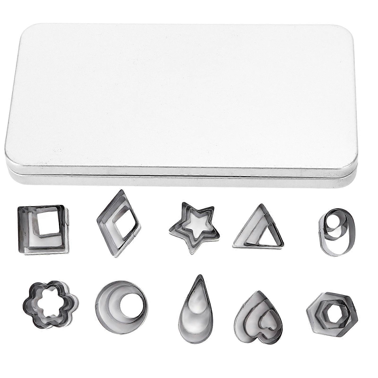 30Pcs Cookies Mold Stainless Steel Mini Geometric Pattern Exquisite Workmanship Biscuits Cutting Mold