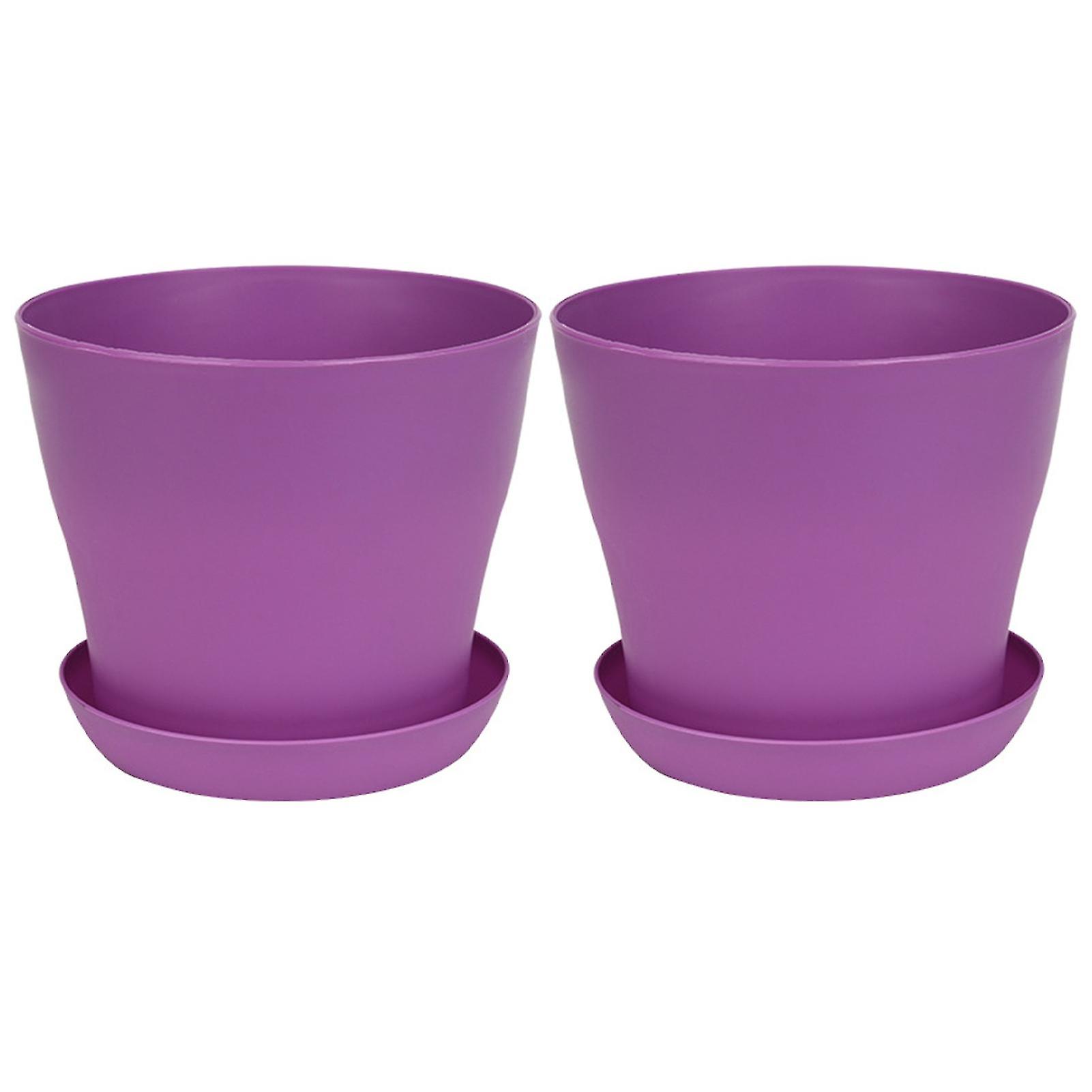 2pcs Flower Pot With Saucer Large Mouth Pp Drainage Holes Plant Container For Balcony Jikaix