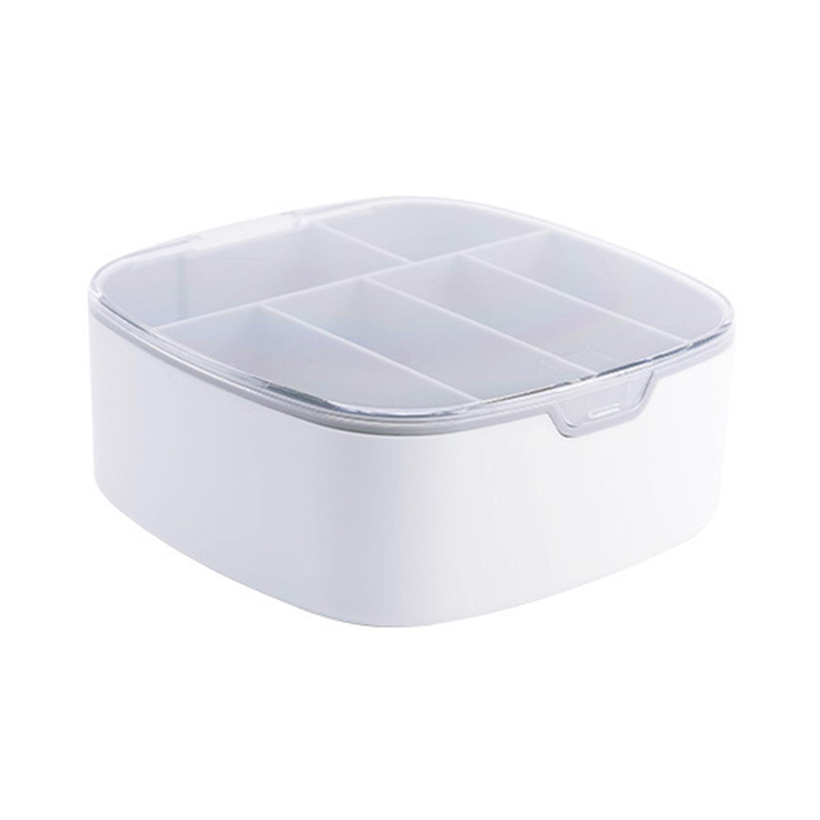 Multi Compartment Data Cable Storage Case Dustproof with Clear Lid for Desktop