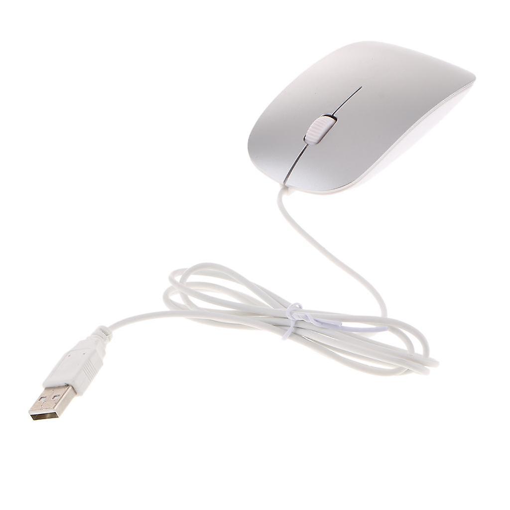 Ultra Thin Slim USB Optical Wired Mouse for PC Laptop Windows Macbook-Silver