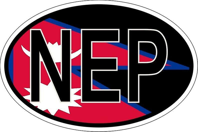 Stick sticker oval oval flag country code NEP nepal