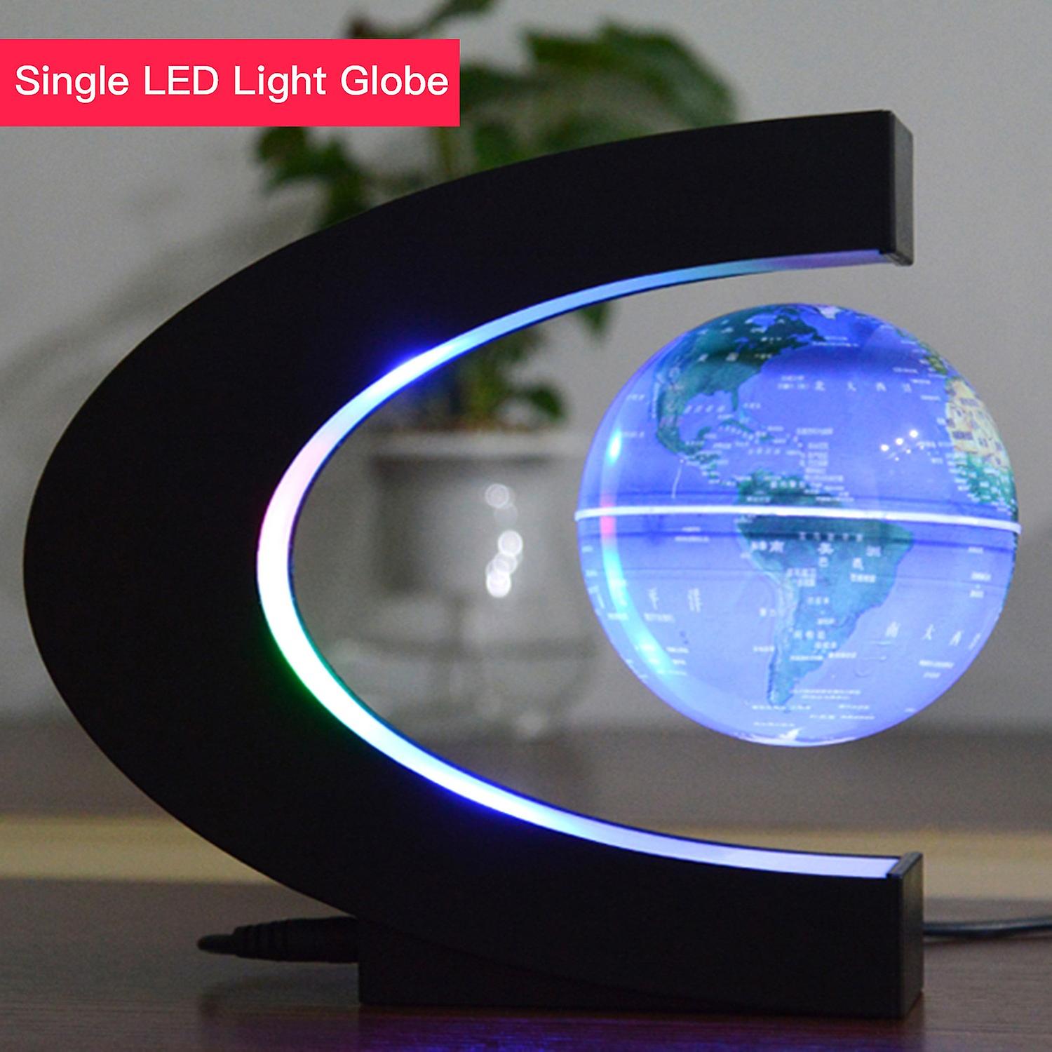 Floating Globe with LED Light 3 Inch Magnetic Levitation Rotating World Map with Multicolor Light C-