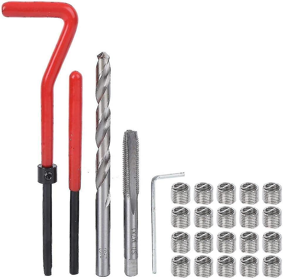 Thread Repair Kit 25pcs M7 Thread Repair Tool Insert Tapping Tool Drill Bit Set For Auto Repair With Plastic Box
