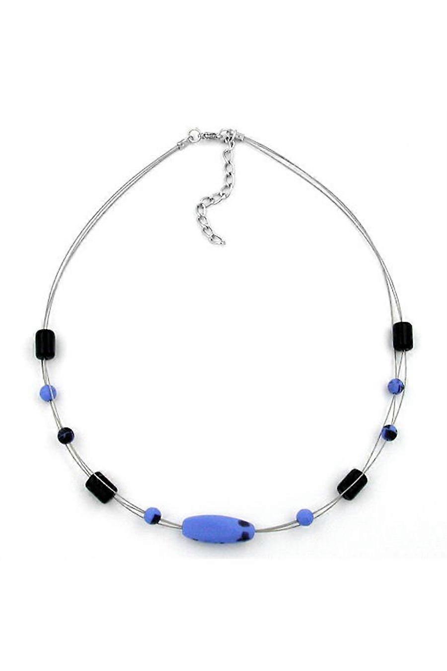 Necklace Glass Beads Blue-black 45cm - Gl03510
