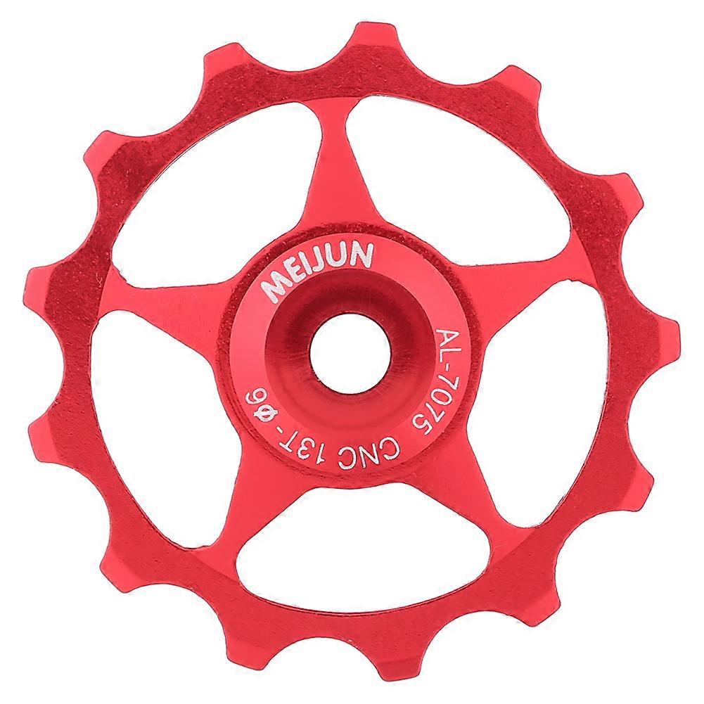 Aluminum Rear Derailleur Pulley for Road Bike, Guide Pulley for Bering Derailleur (Red, 13T)